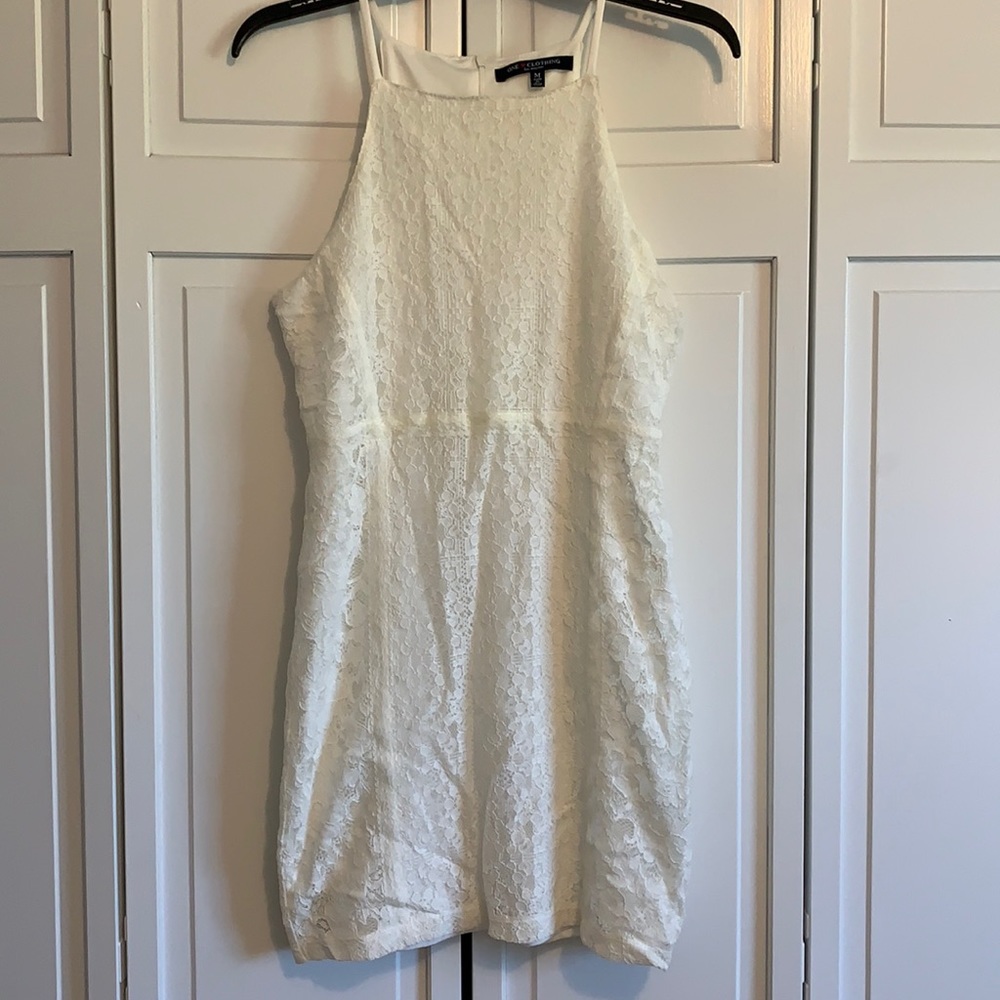 White Lace Mini Dress, Size Medium